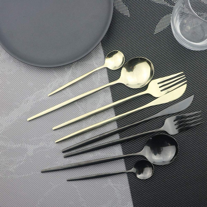JASHII 24-Piece 304 Stainless Steel Flatware Cutlery Set for 6, Champagne Silverware Set, Mirror Finish, Ideal for Home Wedding Festival Party, Dishwasher Safe (Champagne gold) - Image 2